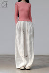 BASERANGE Ribbed Long Sleeve Top T-Shirt TTVL Collection France BAS-TTVL-RBV-WI22-BSH Ruby Red